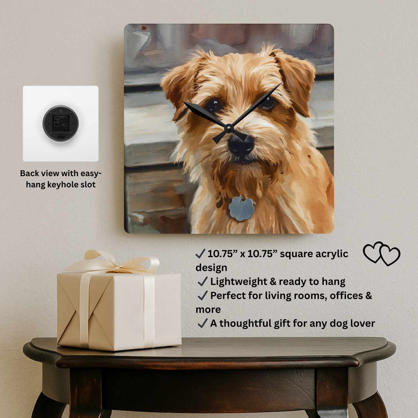 Norfolk Terrier Wall Clock – Adorable Dog Lover Gift – Watercolor Norfolk Terrier Art