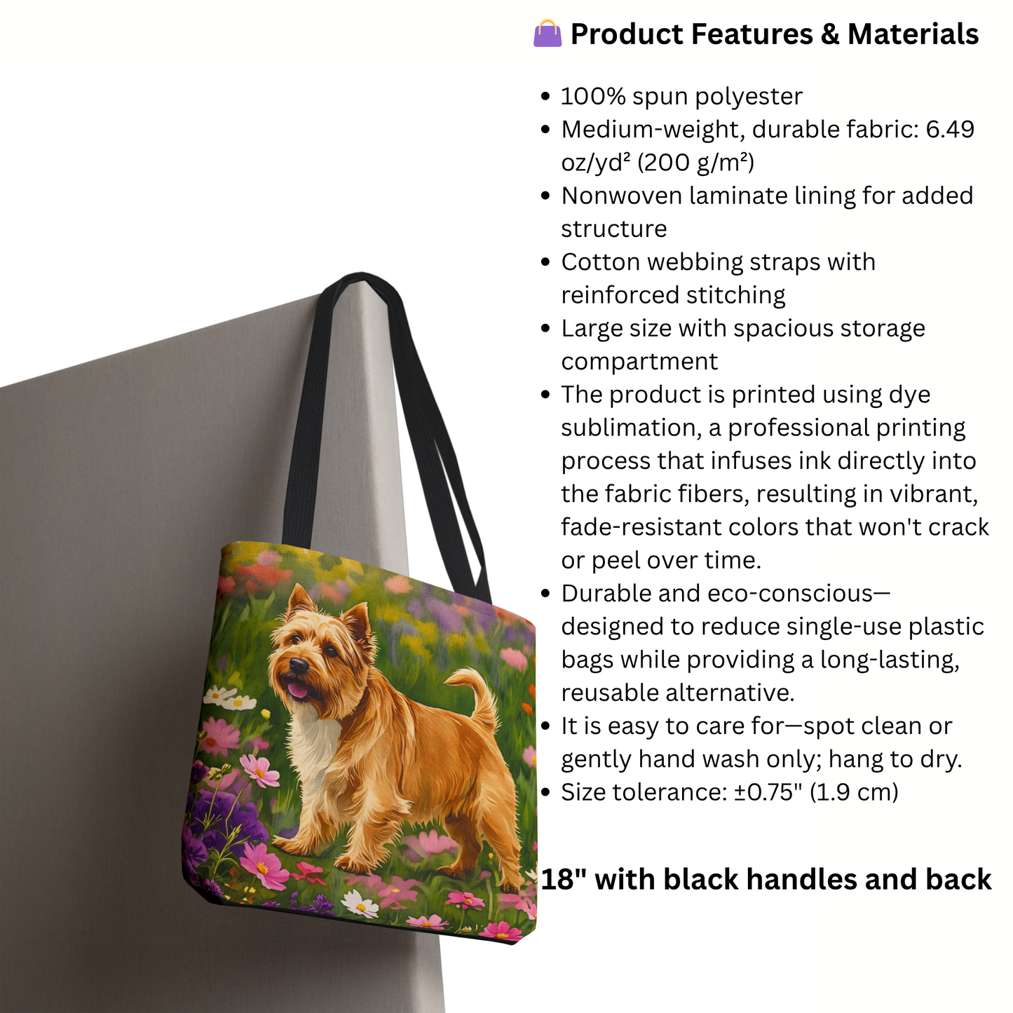 Norfolk Terrier Tote Bag – Adorable Dog Lover Gift – Watercolor Norfolk Terrier Art