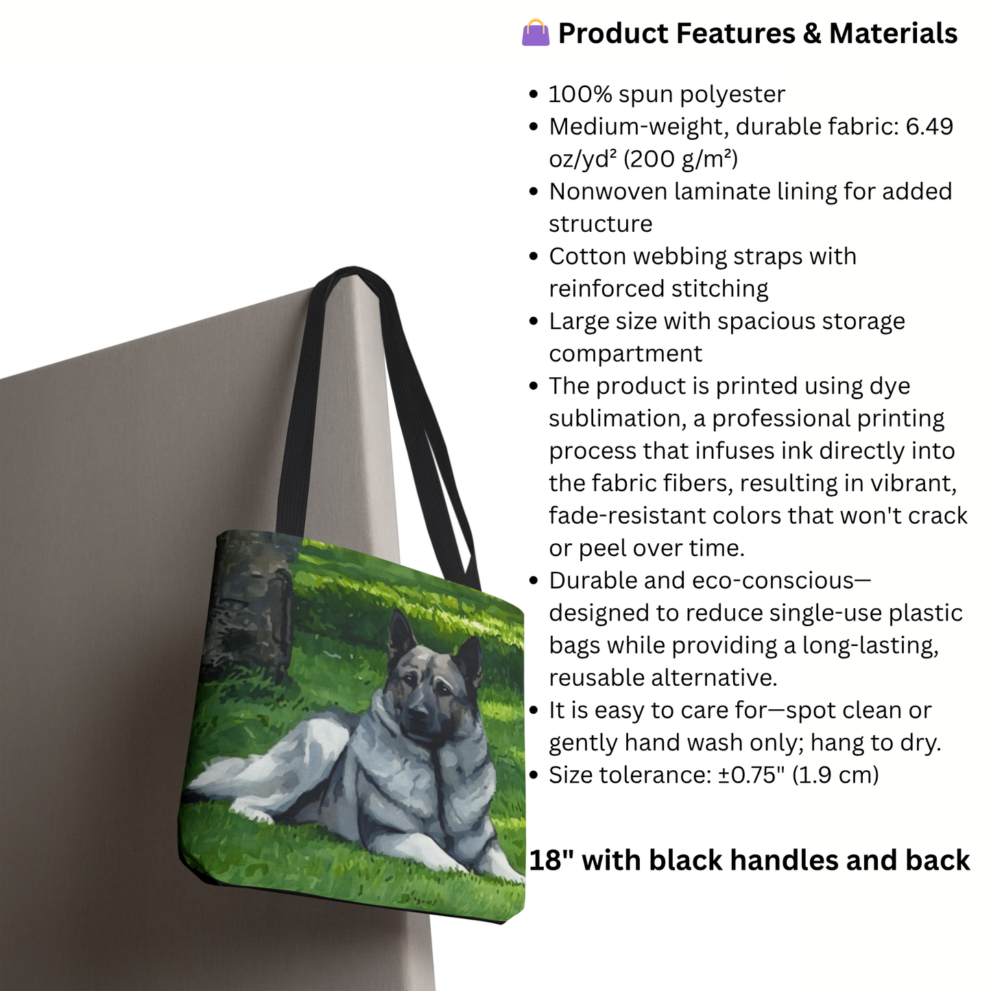 Norwegian Elkhound Tote Bag – Loyal Nordic Dog Lover Gift – Watercolor Norwegian Elkhound Art