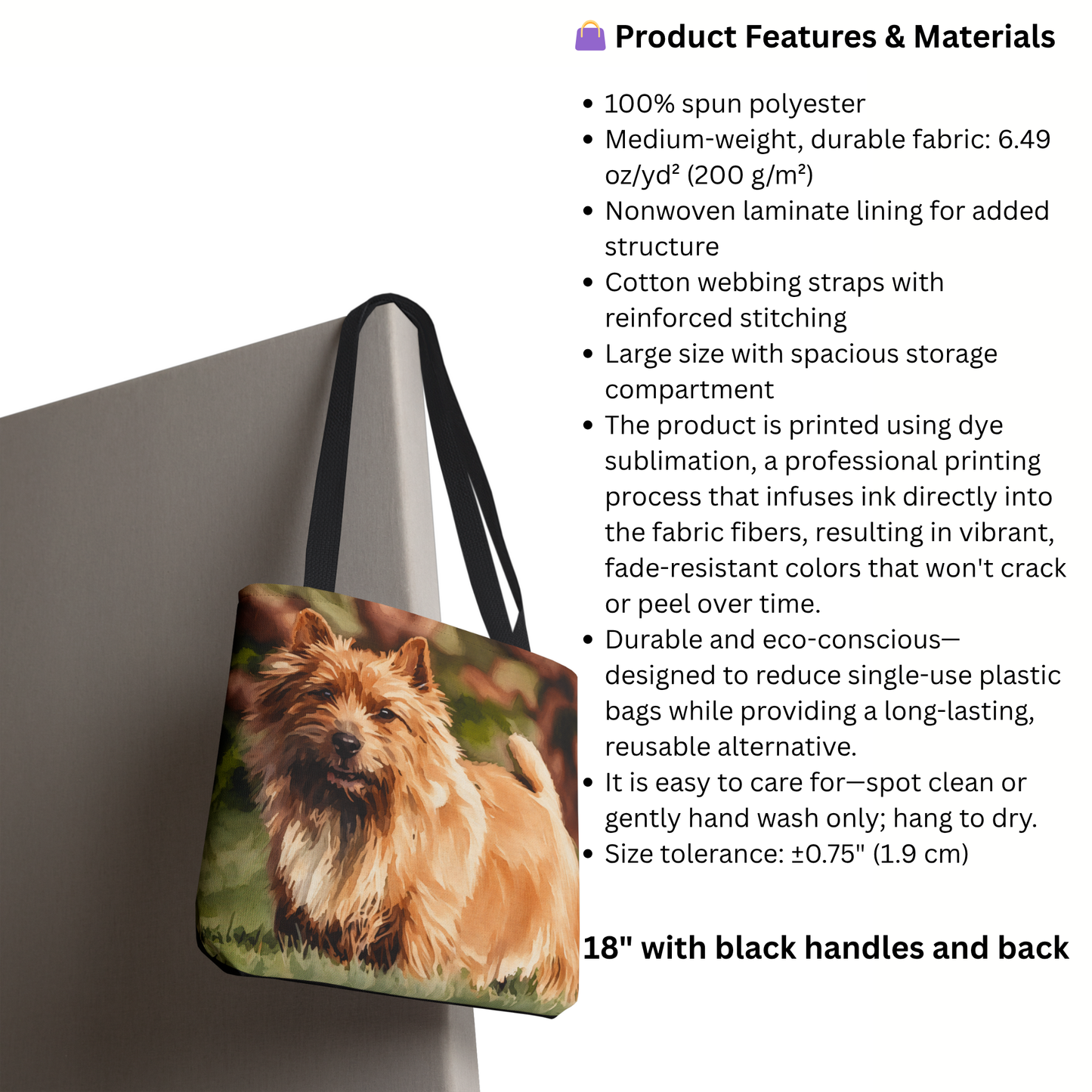 Norwich Terrier Tote Bag – Playful Dog Lover Gift – Watercolor Norwich Terrier Art