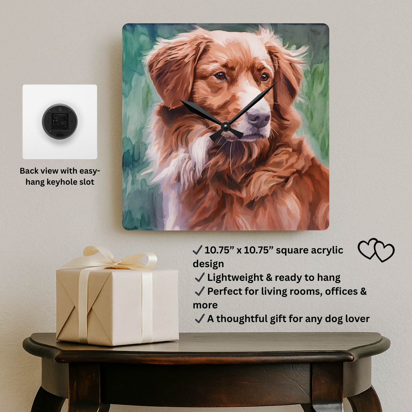 Nova Scotia Duck Tolling Retriever Wall Clock – Vibrant Dog Lover Gift – Watercolor Toller Art