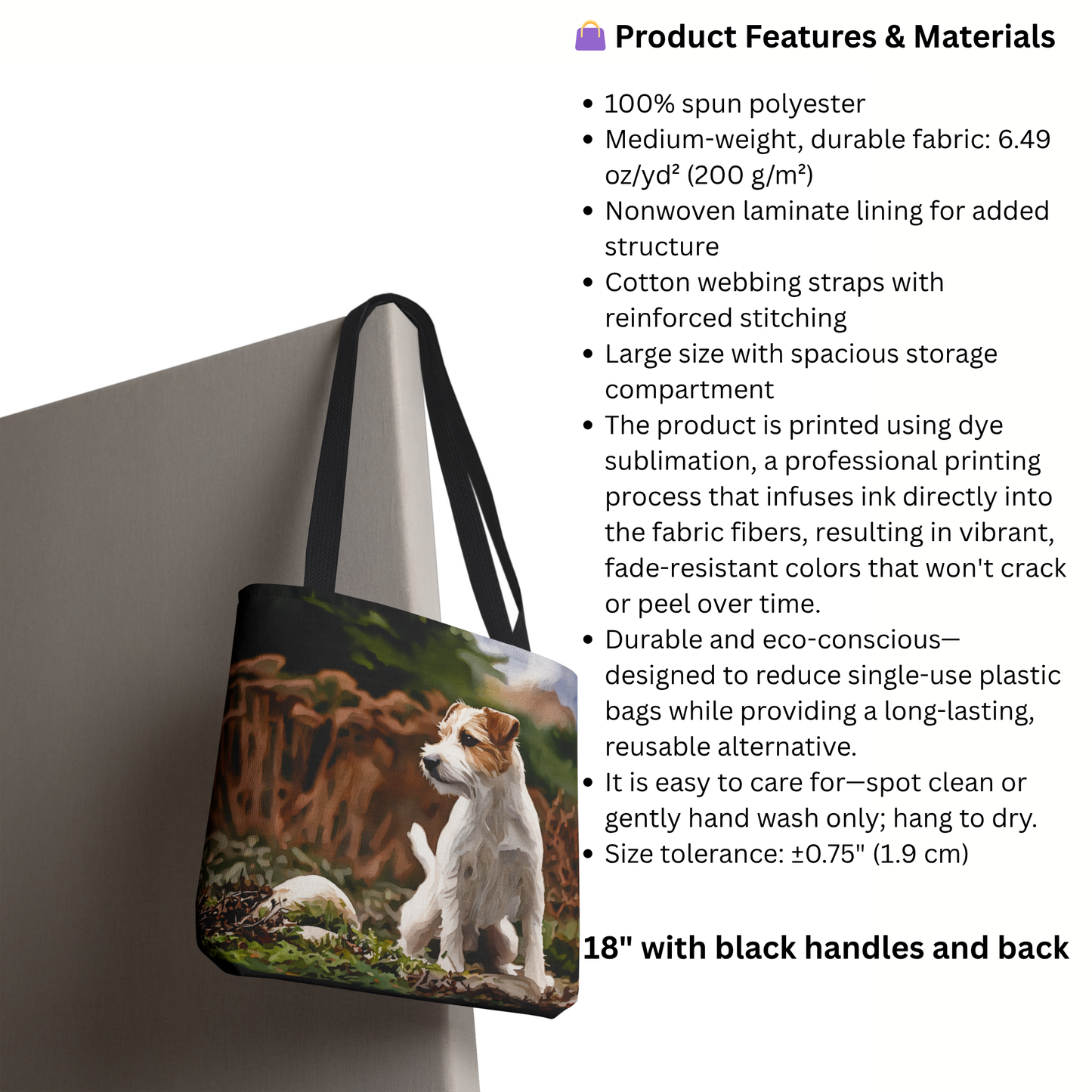 Parson Russell Terrier Tote Bag – Energetic Dog Lover Gift – Watercolor Parson Russell Art
