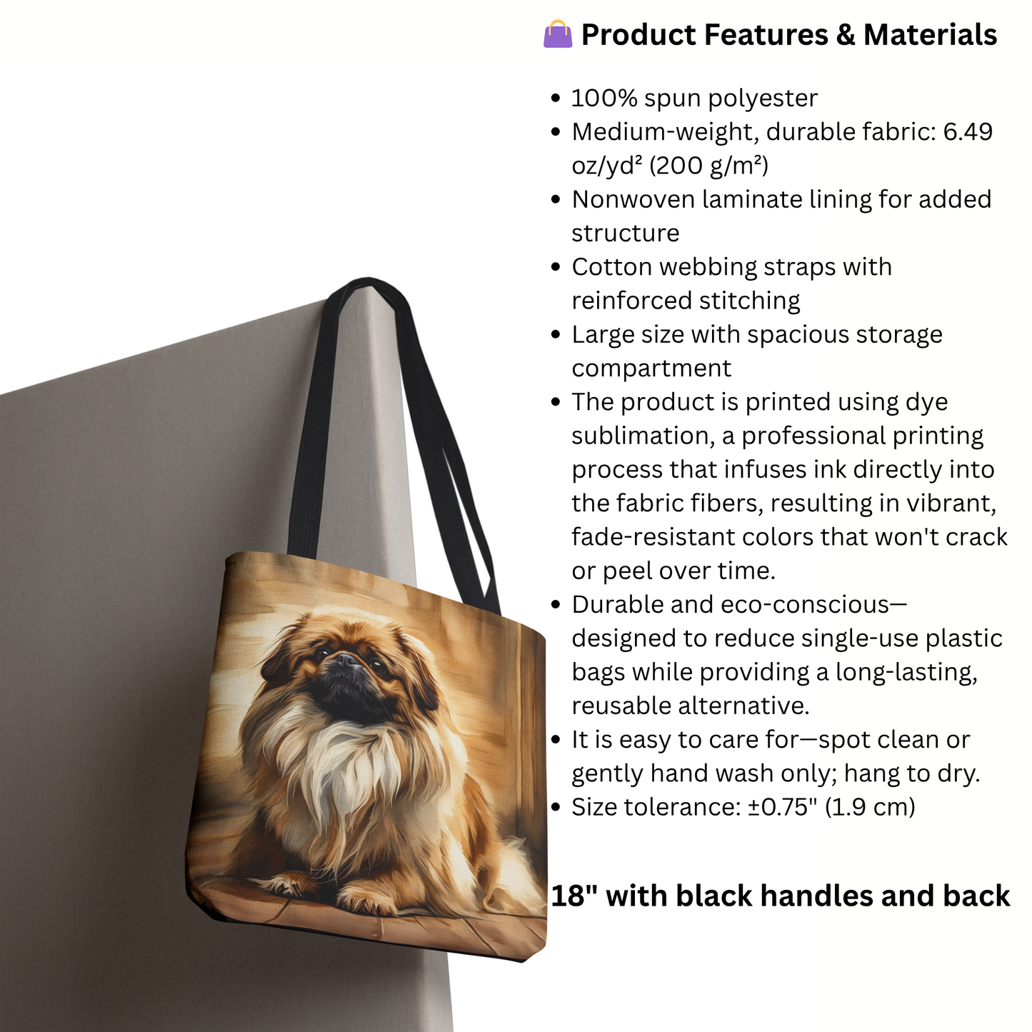 Pekingese Tote Bag – Royal Dog Lover Gift – Watercolor Pekingese Art