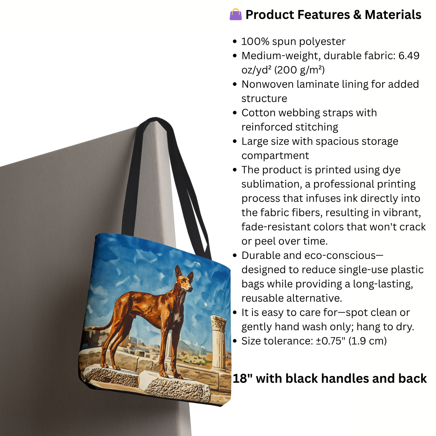 Pharaoh Hound Tote Bag – Elegant Egyptian Dog Lover Gift – Watercolor Pharaoh Hound Art