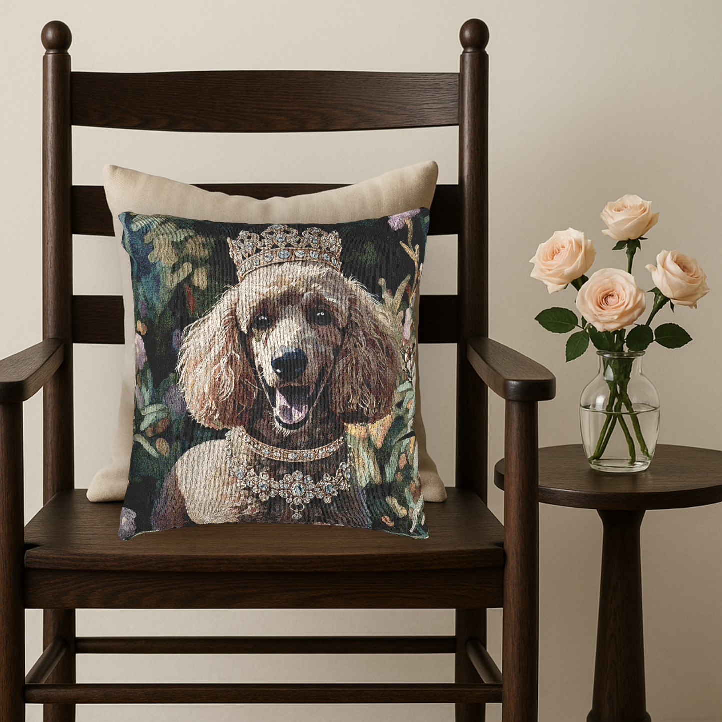 Poodle Woven Pillow | Elegant Dog Lover Home Décor | Heirloom-Quality Tapestry Cushion