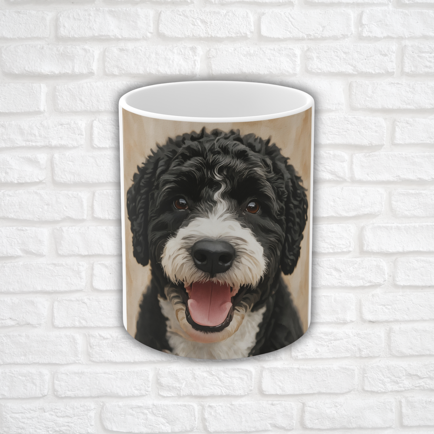 Portuguese Water Dog Coffee Mug – Playful Dog Lover Gift – Watercolor PWD Art