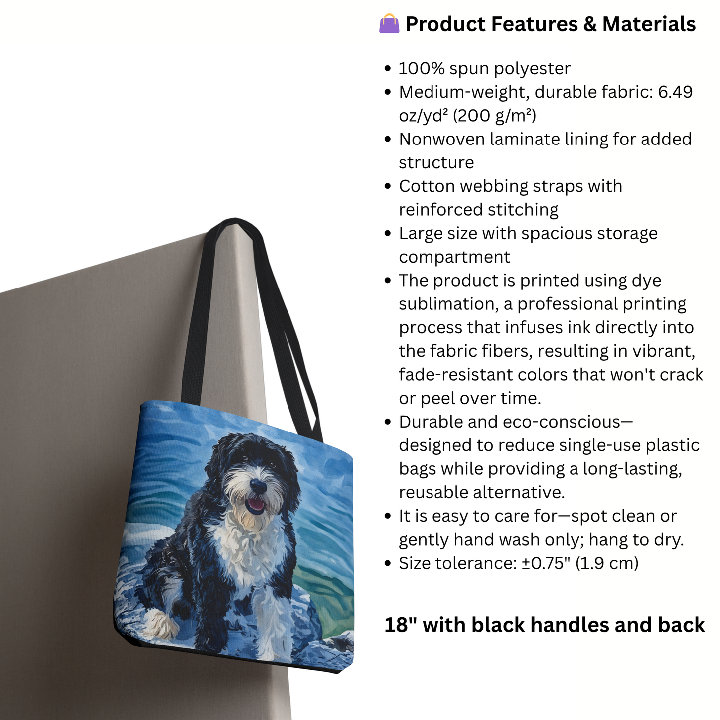 Portuguese Water Dog Tote Bag – Fun Dog Lover Gift – Watercolor PWD Art