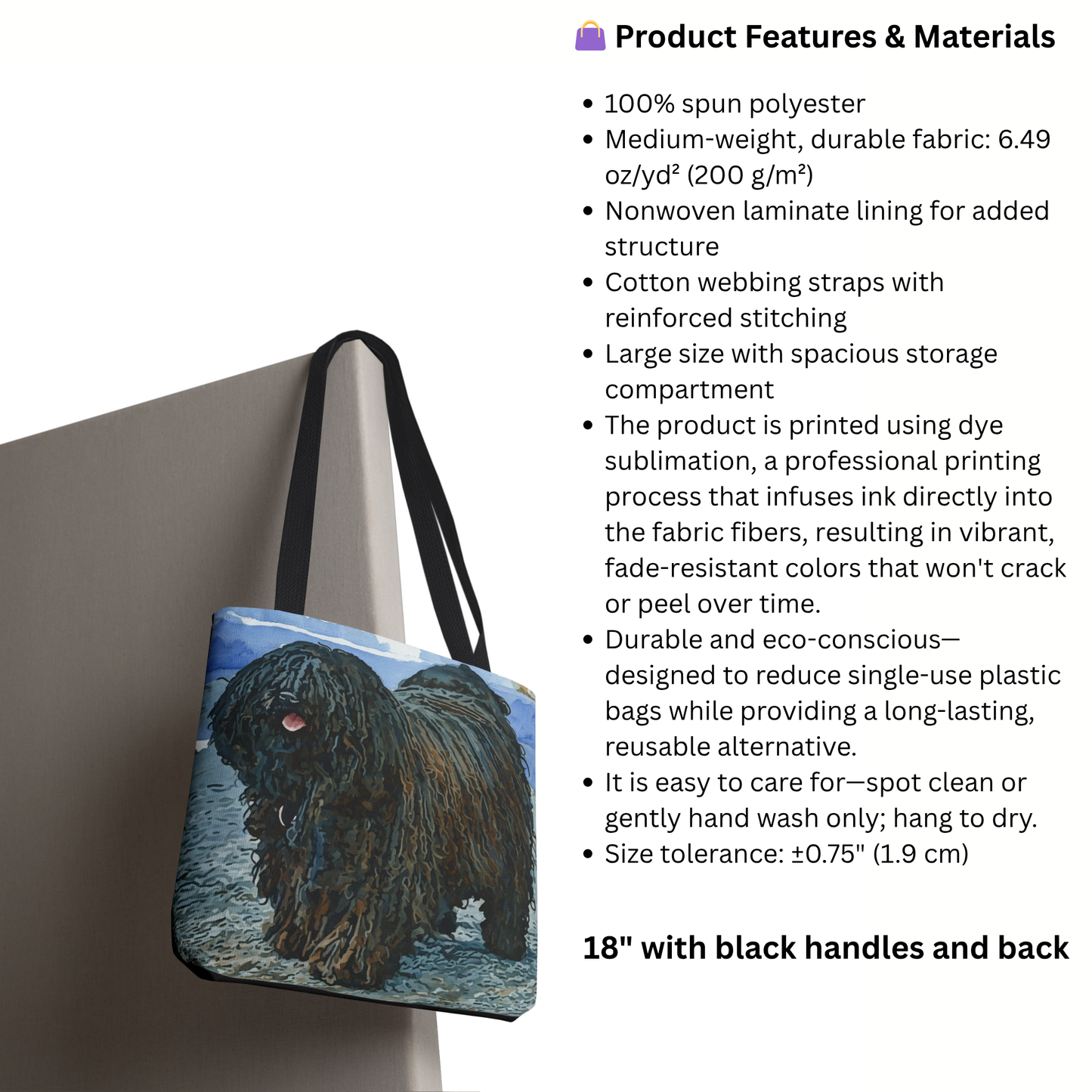 Puli Tote Bag – Unique Dog Lover Gift – Watercolor Puli Art