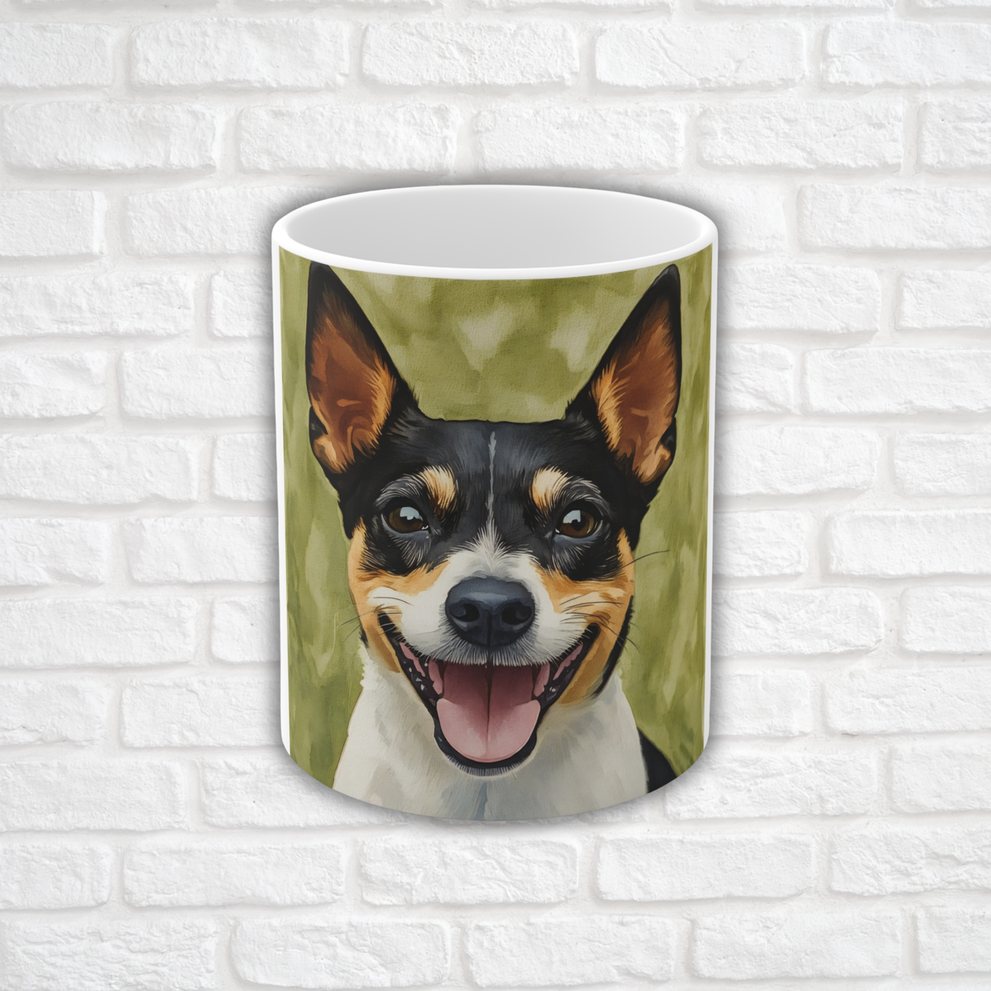 Rat Terrier Coffee Mug – Energetic Dog Lover Gift – Watercolor Rat Terrier Art