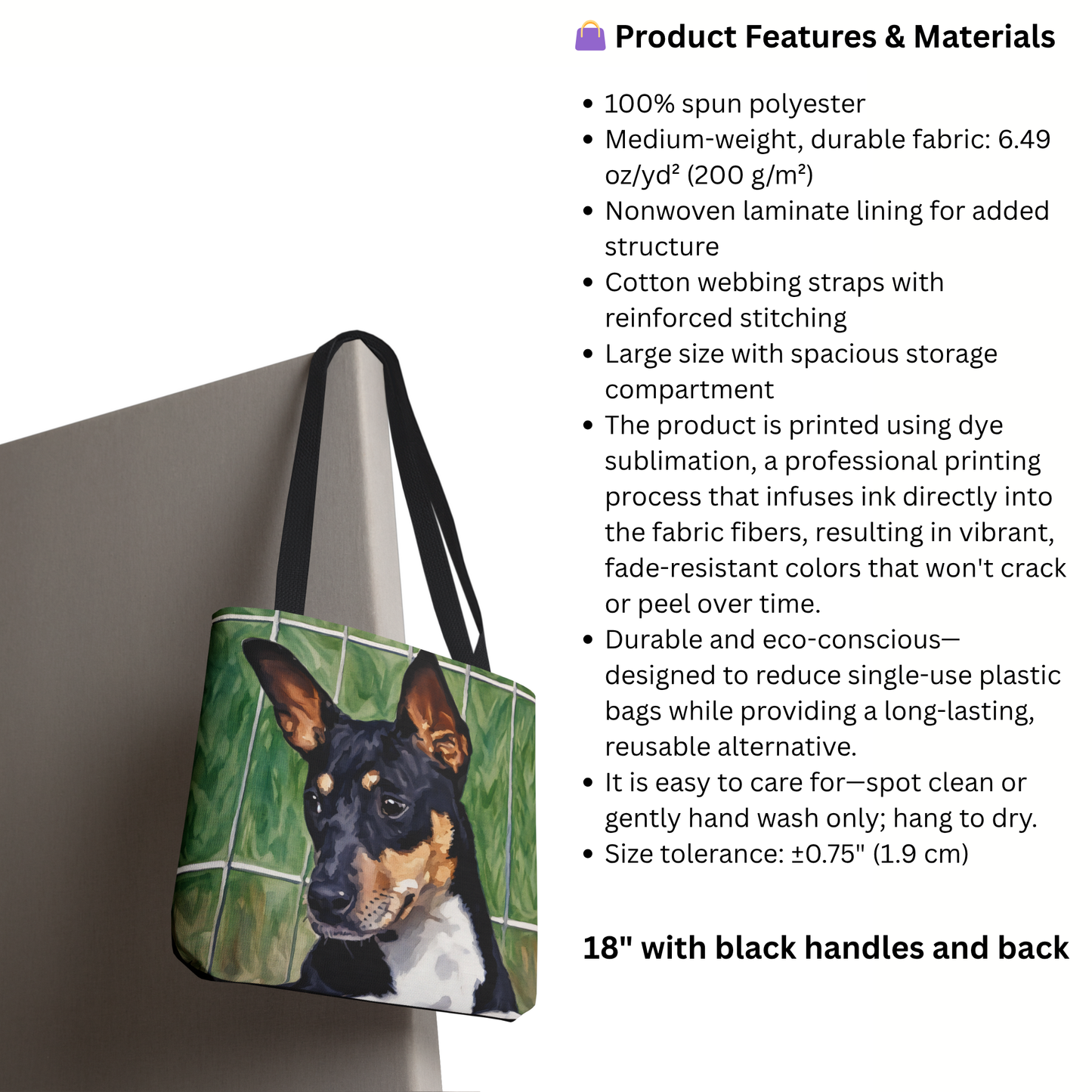 Rat Terrier Tote Bag – Energetic Dog Lover Gift – Watercolor Rat Terrier Art