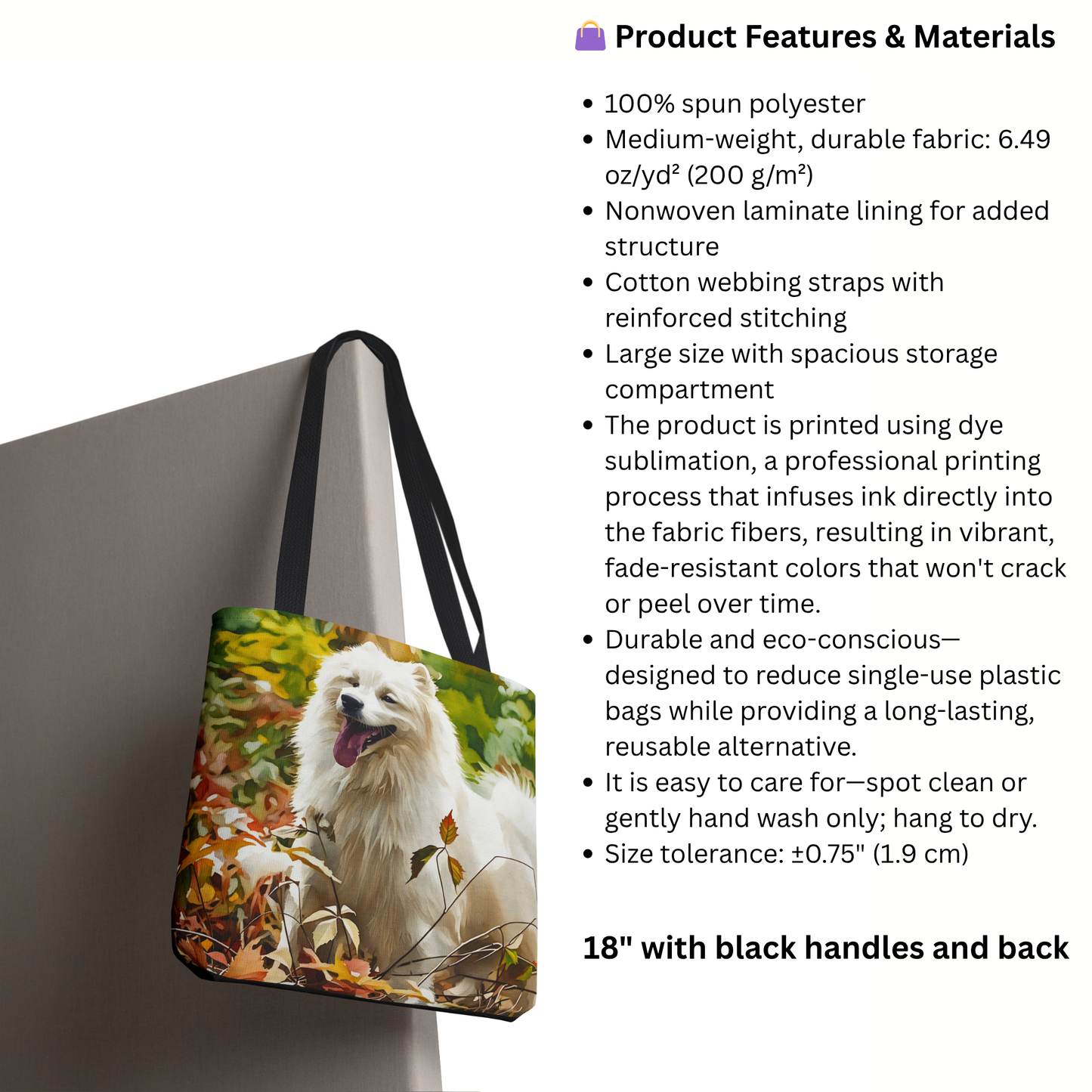 Samoyed Tote Bag – Smiling Dog Lover Gift – Watercolor Samoyed Art