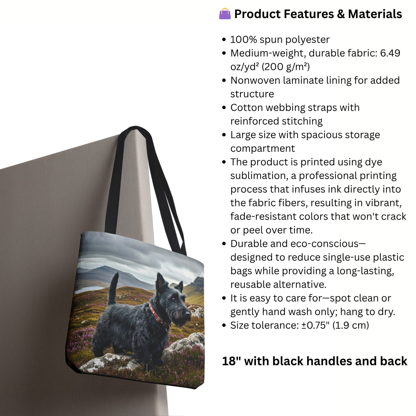 Scottish Terrier Tote Bag – Classic Dog Lover Gift – Watercolor Scottie Art