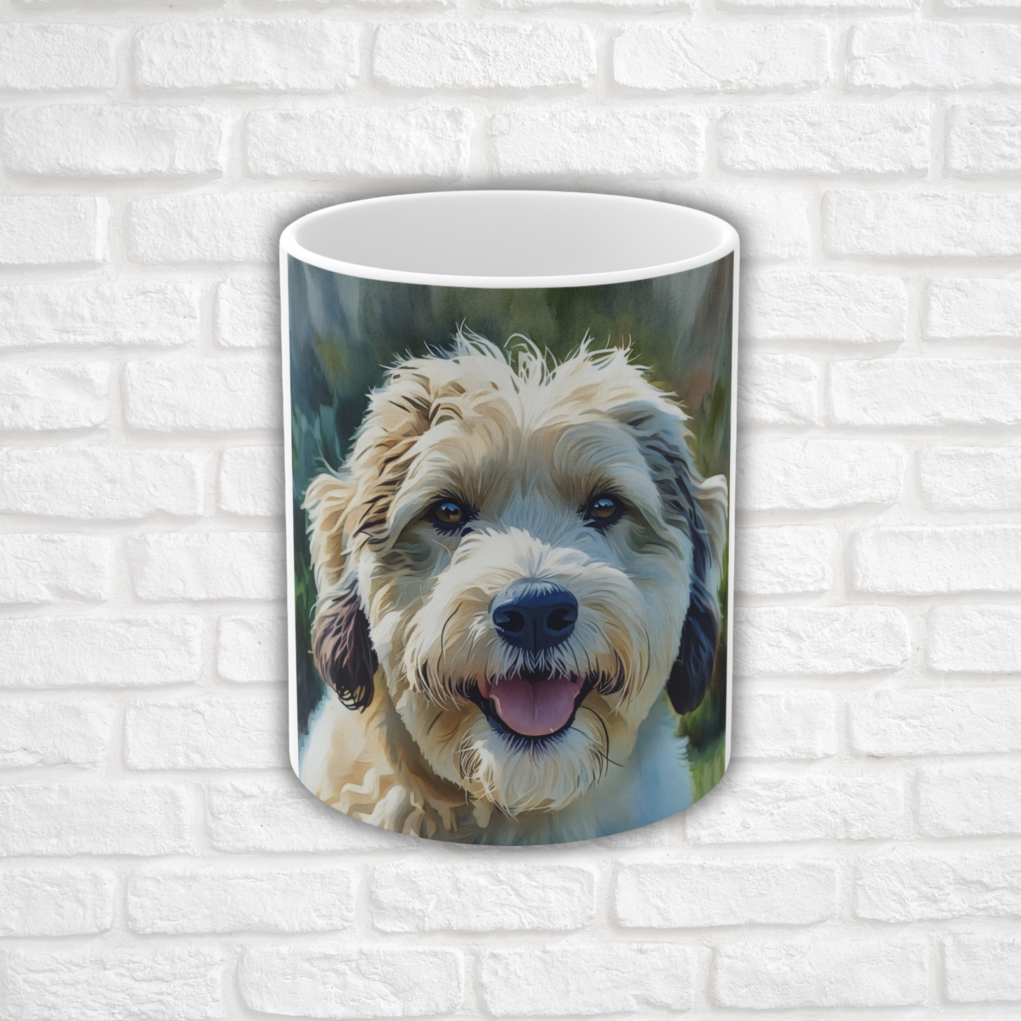 Sheepadoodle Coffee Mug – 11 oz Ceramic Dog Lover Gift with Old English Sheepdog & Poodle Watercolor Art