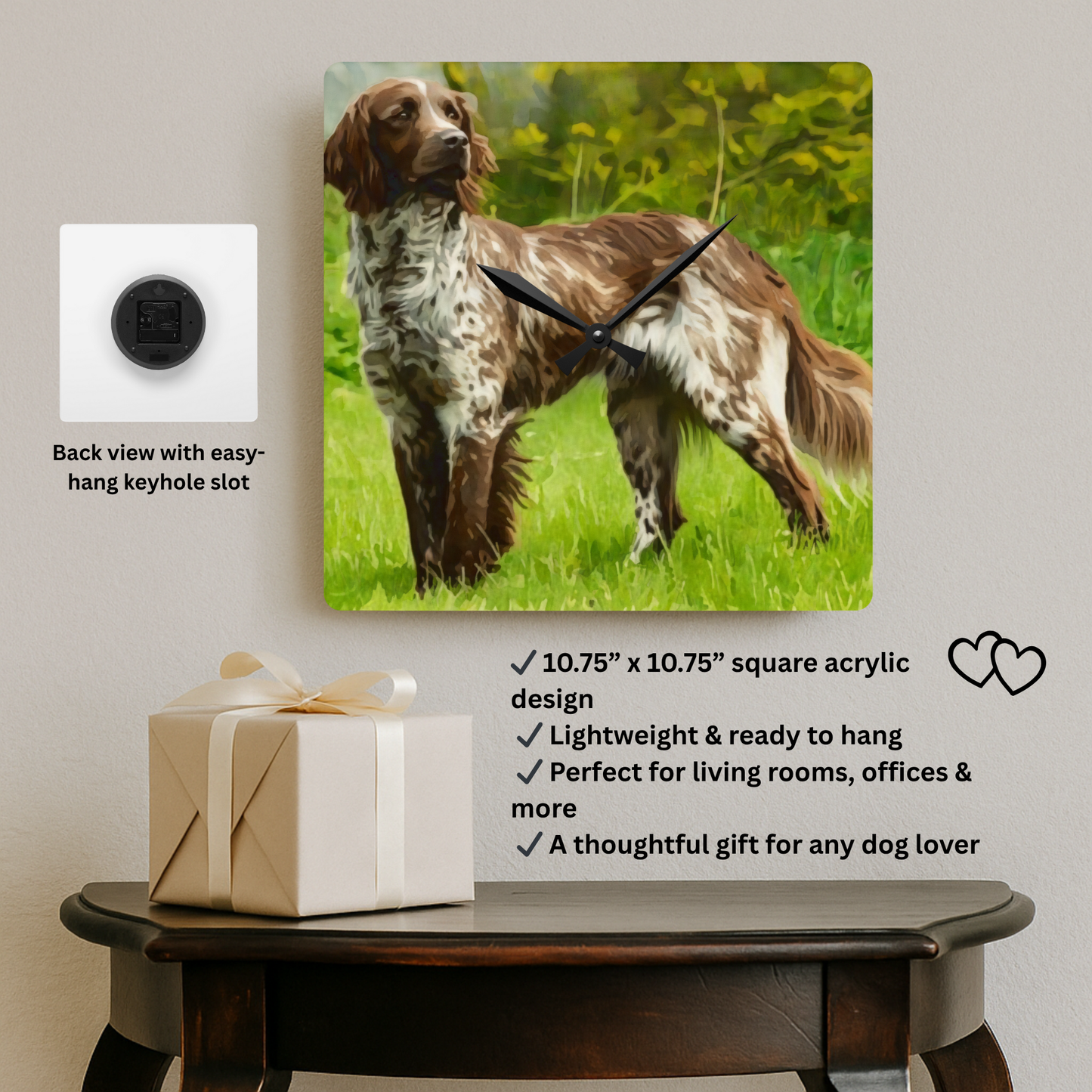 Small Munsterlander Pointer Wall Clock – Watercolor Hunting Dog Home Décor
