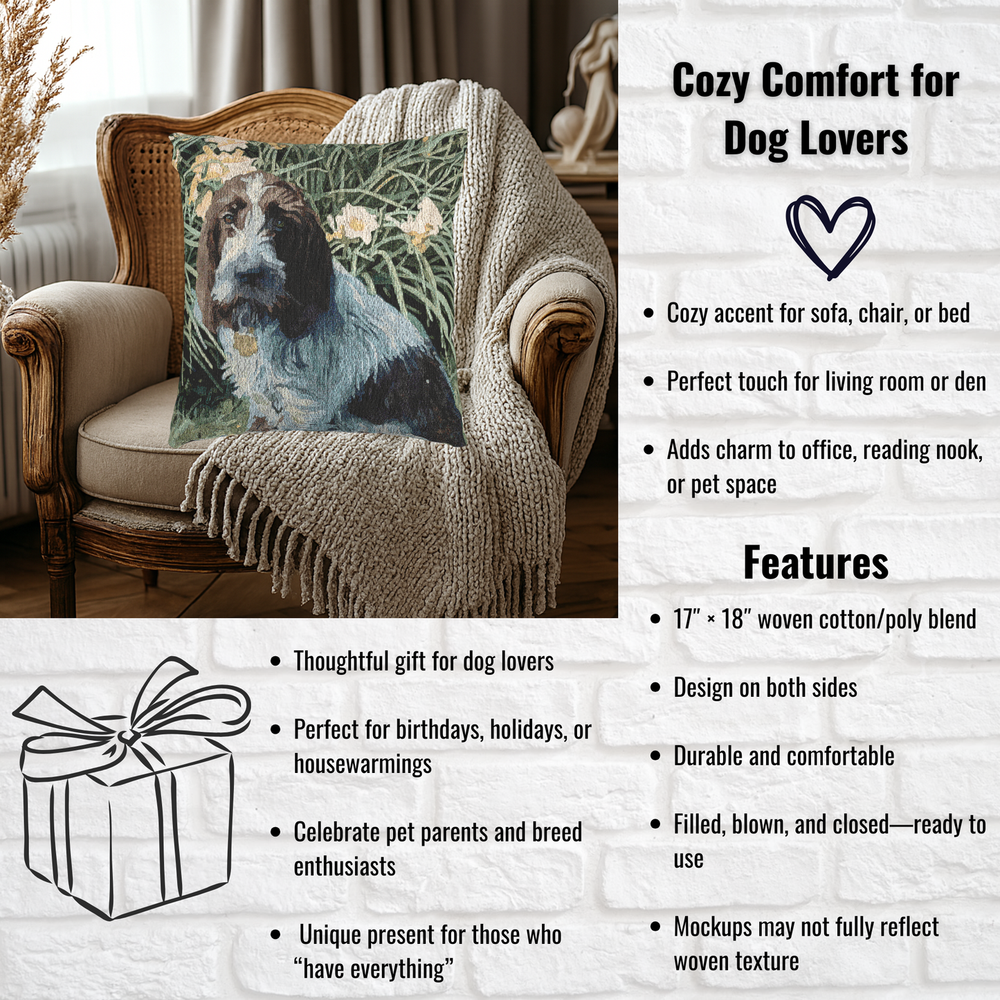 Spinone Italiano Decorative Pillow – Sporting Dog Home Accent