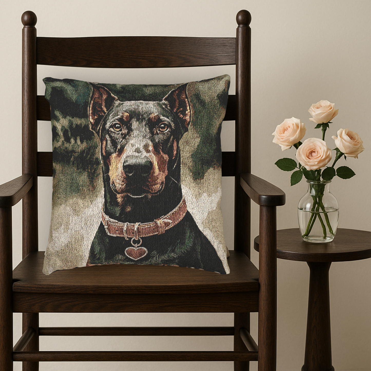 Doberman Woven Pillow | Elegant Dog Lover Home Décor | Heirloom-Quality Tapestry Cushion