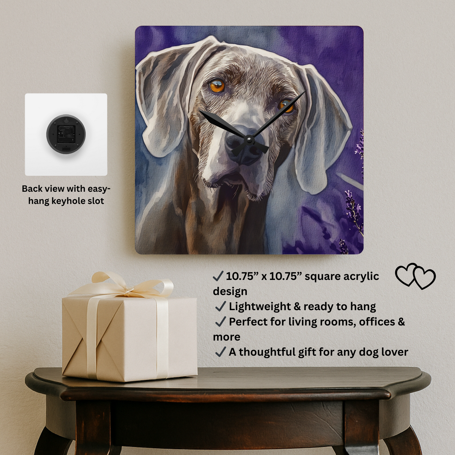 Weimaraner Wall Clock – Elegant Dog Lover Gift – Sleek Breed Design