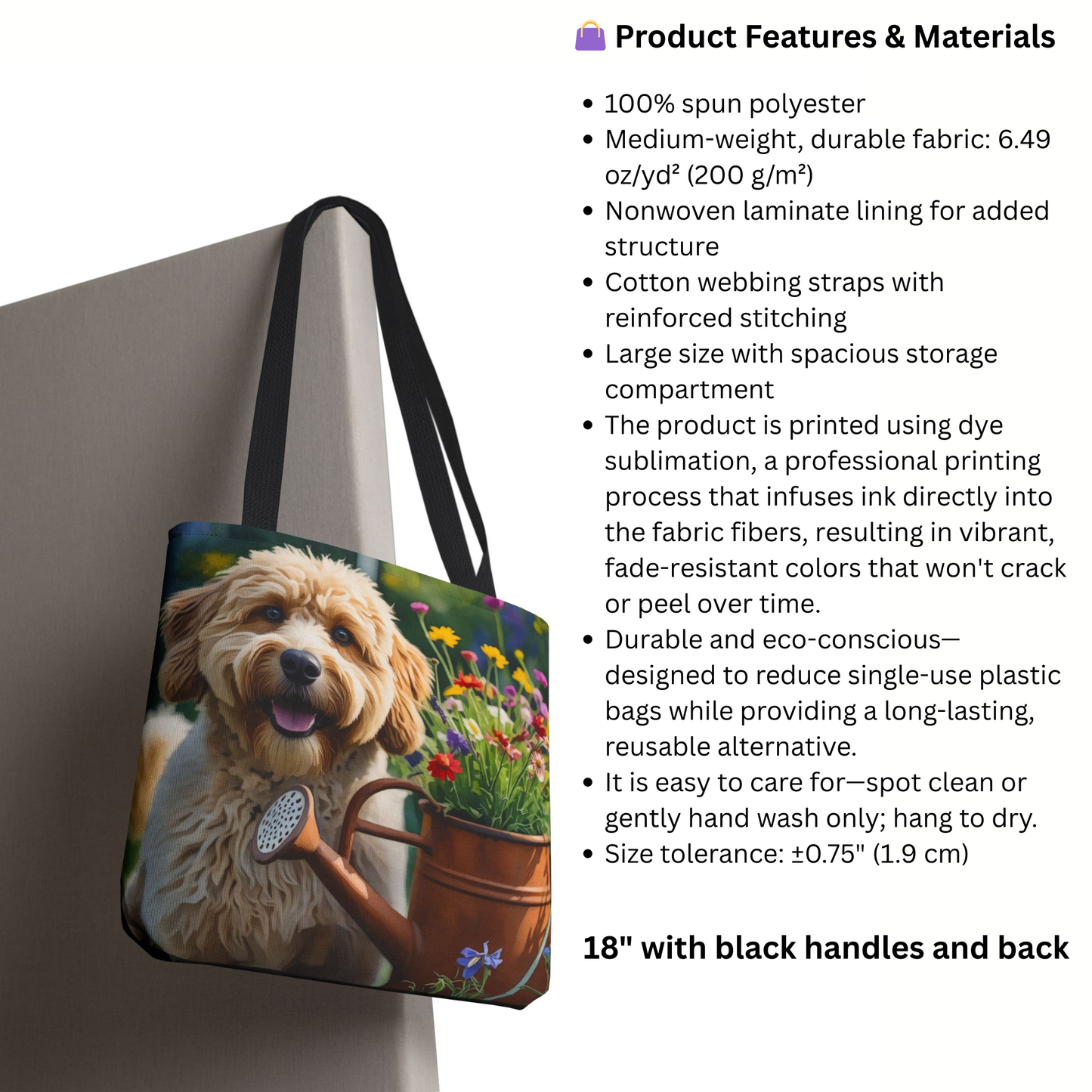 Whoodle Tote Bag – Stylish Reusable Bag with Soft-Coated Wheaten Terrier & Poodle Watercolor Art