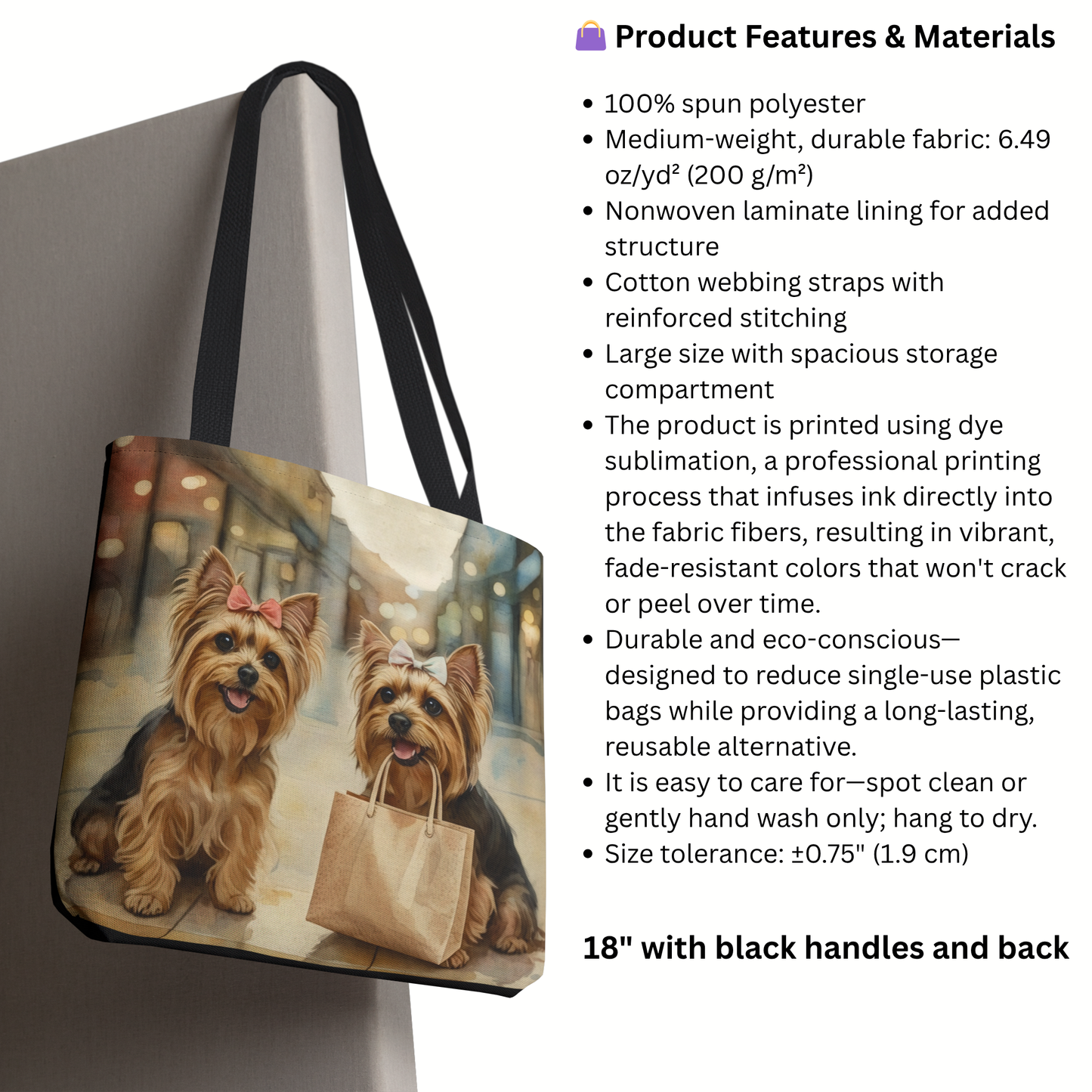 Yorkshire Terrier Tote Bag | Stylish Yorkie Shoulder Bag | Gift for Yorkie Moms & Dog Lovers