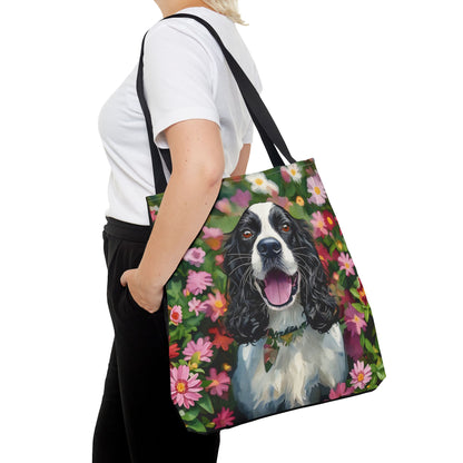 English Springer Spaniel Tote Bag – Watercolor Dog Portrait – Reusable Bag for Springer Lovers