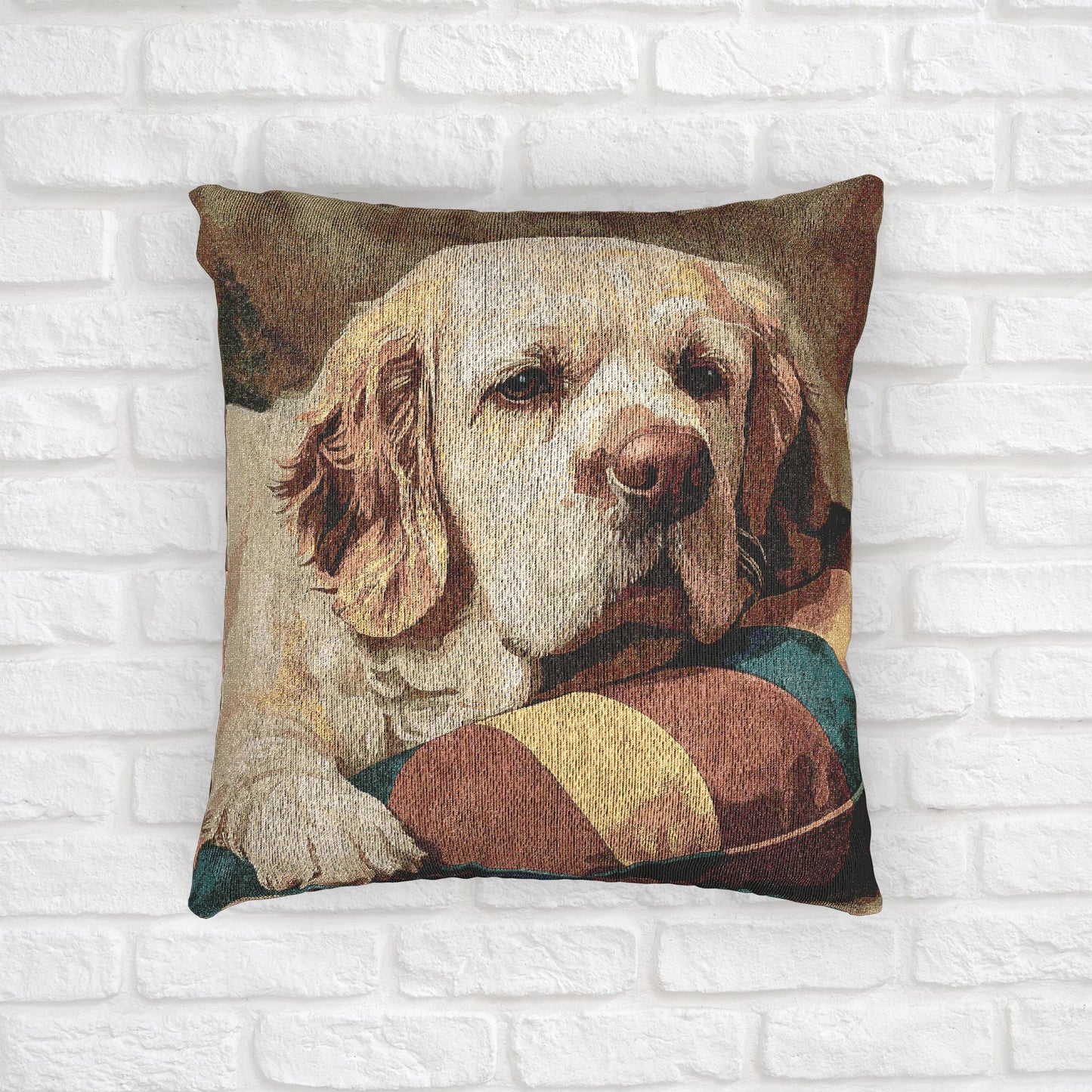 Clumber Spaniel Woven Decorative Pillow – Dog Lover Home Décor Gift