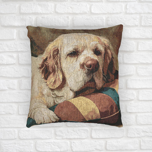 Clumber Spaniel Woven Decorative Pillow – Dog Lover Home Décor Gift