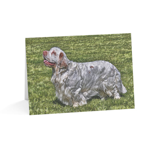 Clumber Spaniel Greeting Cards – Watercolor Dog Art Note Card Set with Envelopes