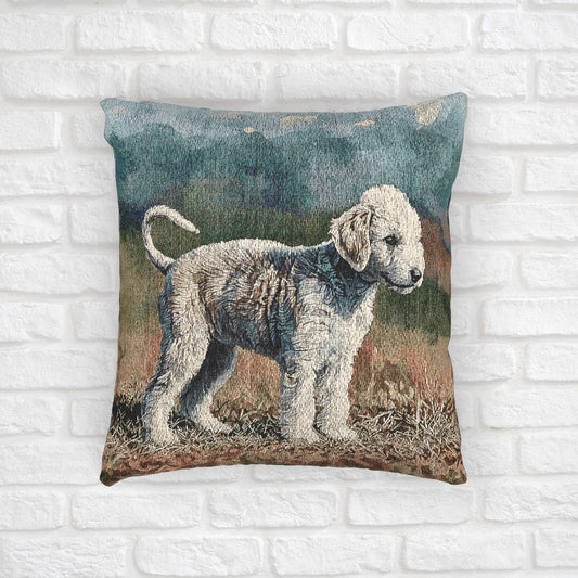 Bedlington Terrier Pillow | Woven Dog Lover Home Décor | 17x18 Cotton Blend Throw Pillow