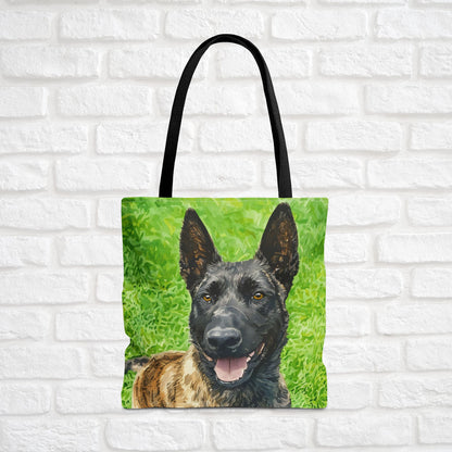 Dutch Shepherd Tote Bag – Stylish Reusable Bag with Elegant Watercolor Dutch Shepherd Art