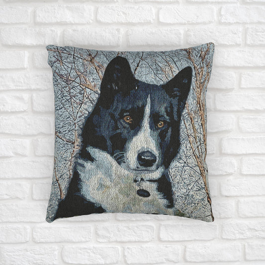Karelian Bear Dog Decorative Woven Pillow – 17" x 18" Dog Lover Home Décor