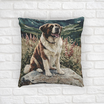 Saint Bernard Decorative Pillow – Gentle Giant Dog Lover Home Décor – Woven 17”x18” Pillow