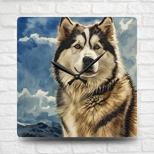 Alaskan Malamute Wall Clock | Majestic Dog Lover Gift | Watercolor Dog Art Home Décor