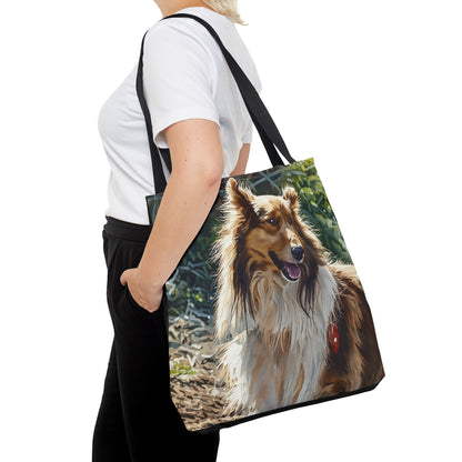 Collie Tote Bag – Durable 100% Polyester Bag with Watercolor Dog Art