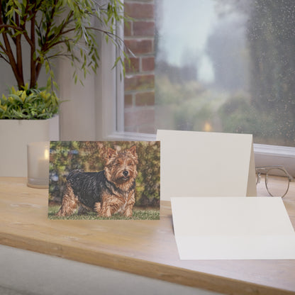 Norwich Terrier Greeting Cards – Playful Dog Lover Gift – Watercolor Norwich Terrier Art (Set of 10, 30, or 50)