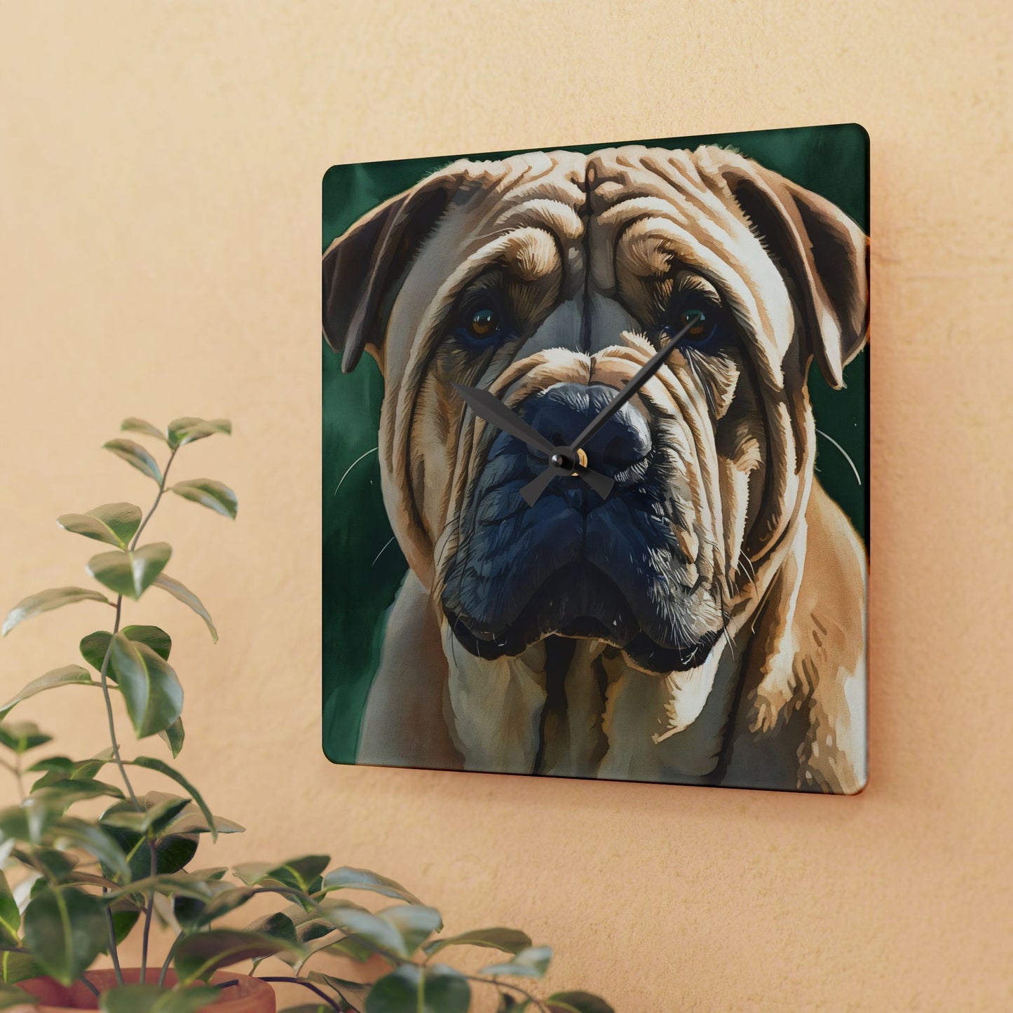 Chinese Shar-Pei Wall Clock | Dog Lover Gift | Decorative Acrylic Clock with Shar-Pei Dog Art