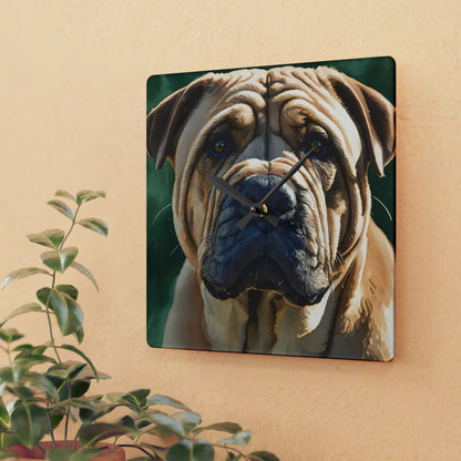 Chinese Shar-Pei Wall Clock | Dog Lover Gift | Decorative Acrylic Clock with Shar-Pei Dog Art