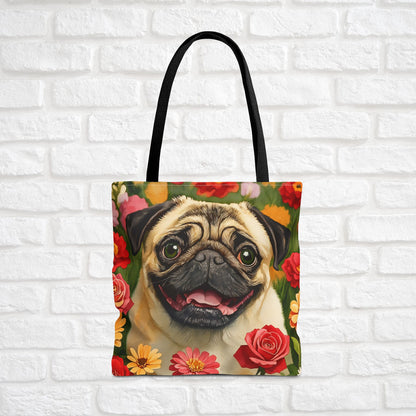 Pug Tote Bag – Cute Dog Lover Gift – Watercolor Pug Art