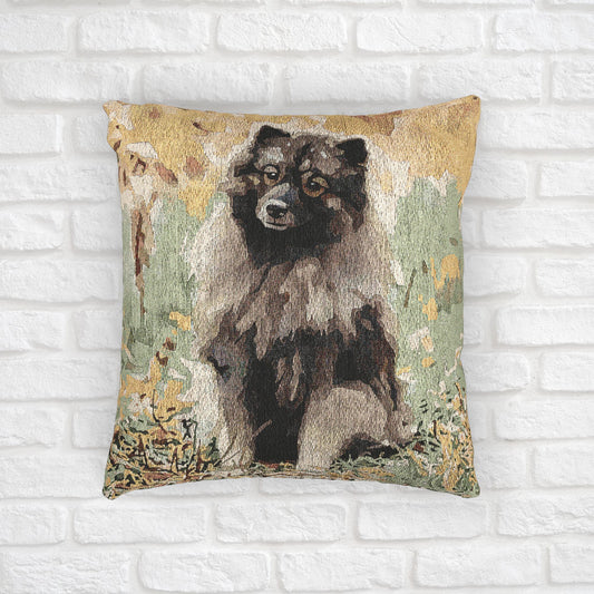 Keeshond Woven Pillow | 17x18 Dog Lover Home Décor | Cotton/Poly Blend