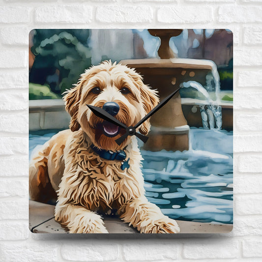 Labradoodle Wall Clock | Stylish Acrylic Dog Lover Gift | Watercolor Labradoodle Art for Any Room