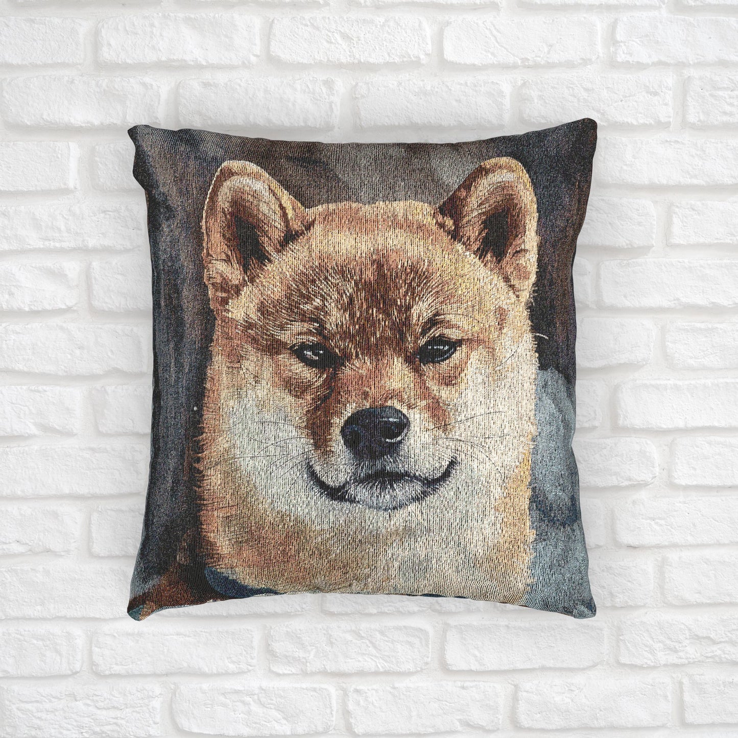 Shiba Inu Decorative Pillow – Adorable Dog Lover Home Décor – Woven 17”x18” Pillow