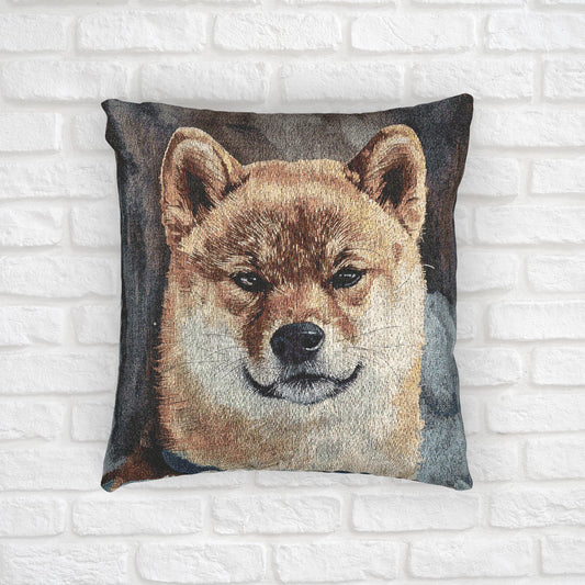 Shiba Inu Decorative Pillow – Adorable Dog Lover Home Décor – Woven 17”x18” Pillow