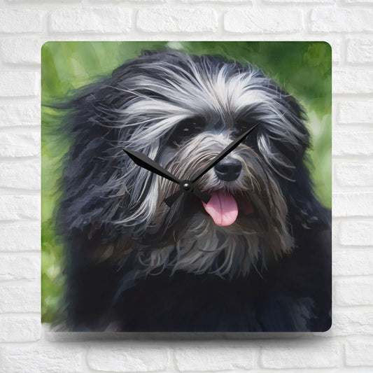 Löwchen Wall Clock | 10.75” Acrylic “Little Lion Dog” Décor