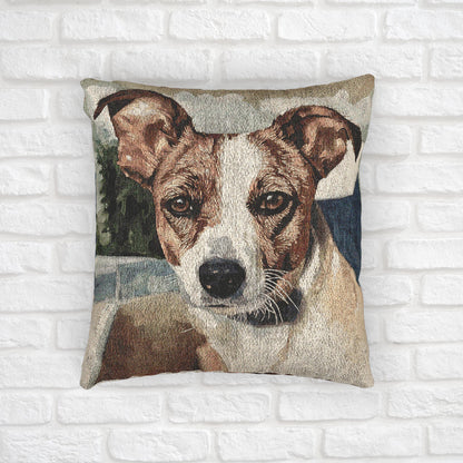 Jack Russell Terrier Decorative Woven Pillow – 17" x 18" Dog Lover Home Décor