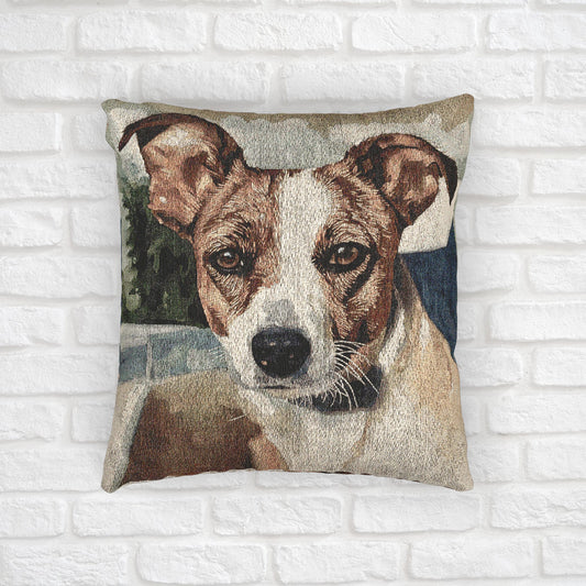 Jack Russell Terrier Decorative Woven Pillow – 17" x 18" Dog Lover Home Décor