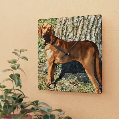 Redbone Coonhound Wall Clock – Loyal Dog Lover Home Décor – Watercolor Redbone Coonhound Art