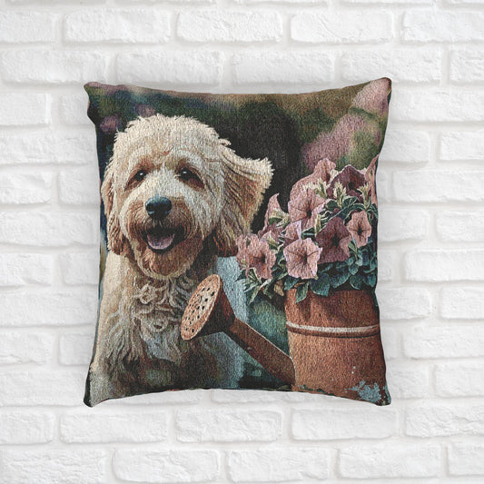 Whoodle Woven Pillow | Elegant Tapestry Dog Lover Gift