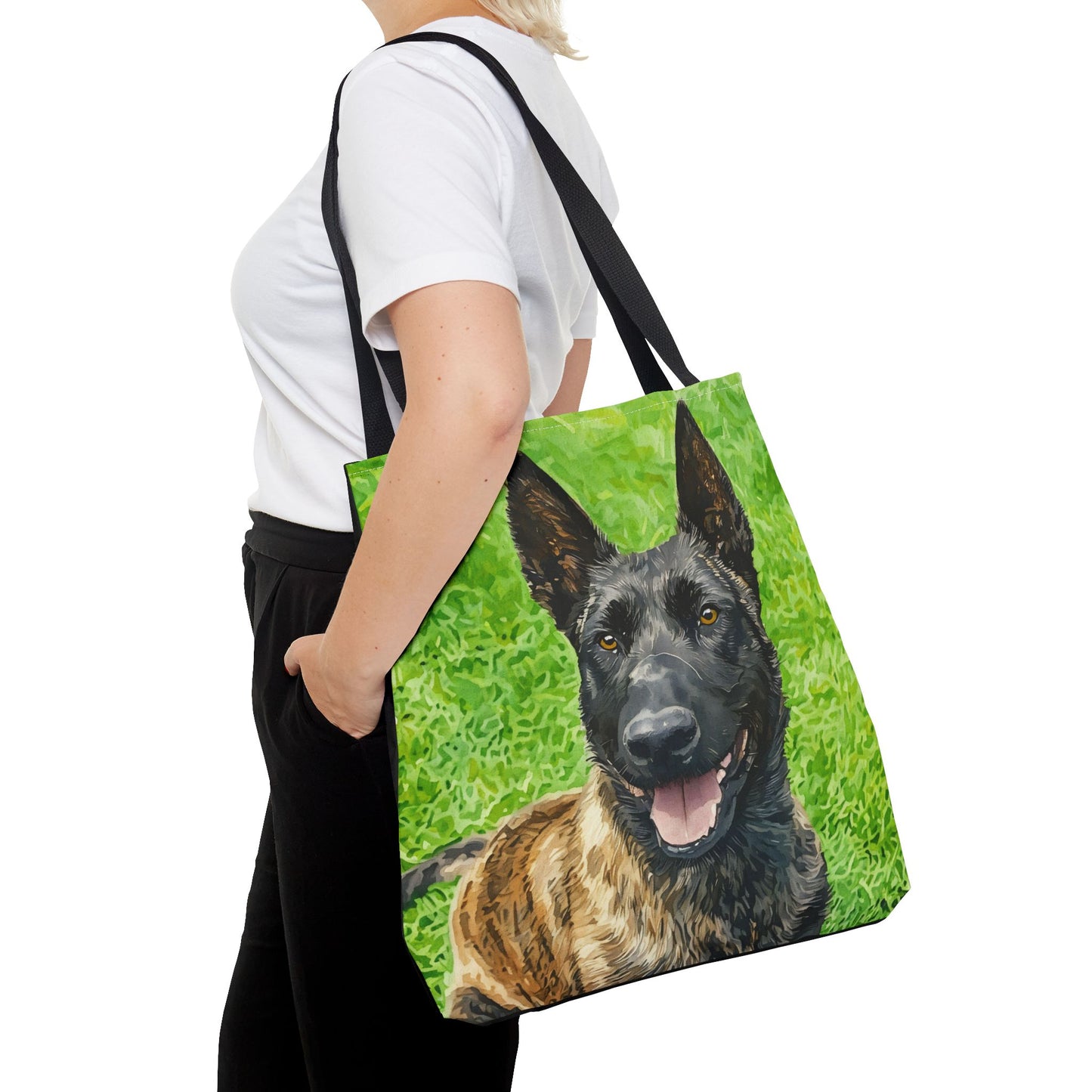 Dutch Shepherd Tote Bag – Stylish Reusable Bag with Elegant Watercolor Dutch Shepherd Art