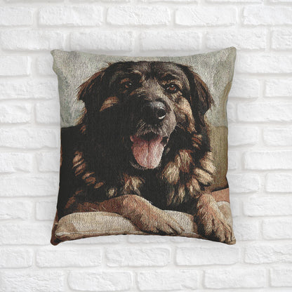 Estrela Mountain Dog Woven Pillow | Rare Dog Breed Home Décor | Decorative Tapestry Cushion