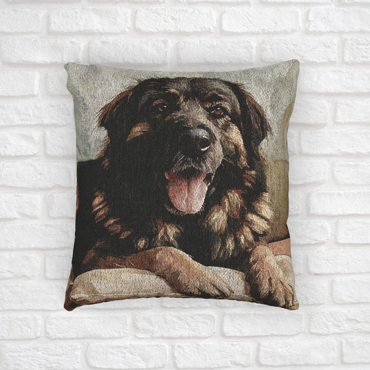 Estrela Mountain Dog Woven Pillow | Rare Dog Breed Home Décor | Decorative Tapestry Cushion
