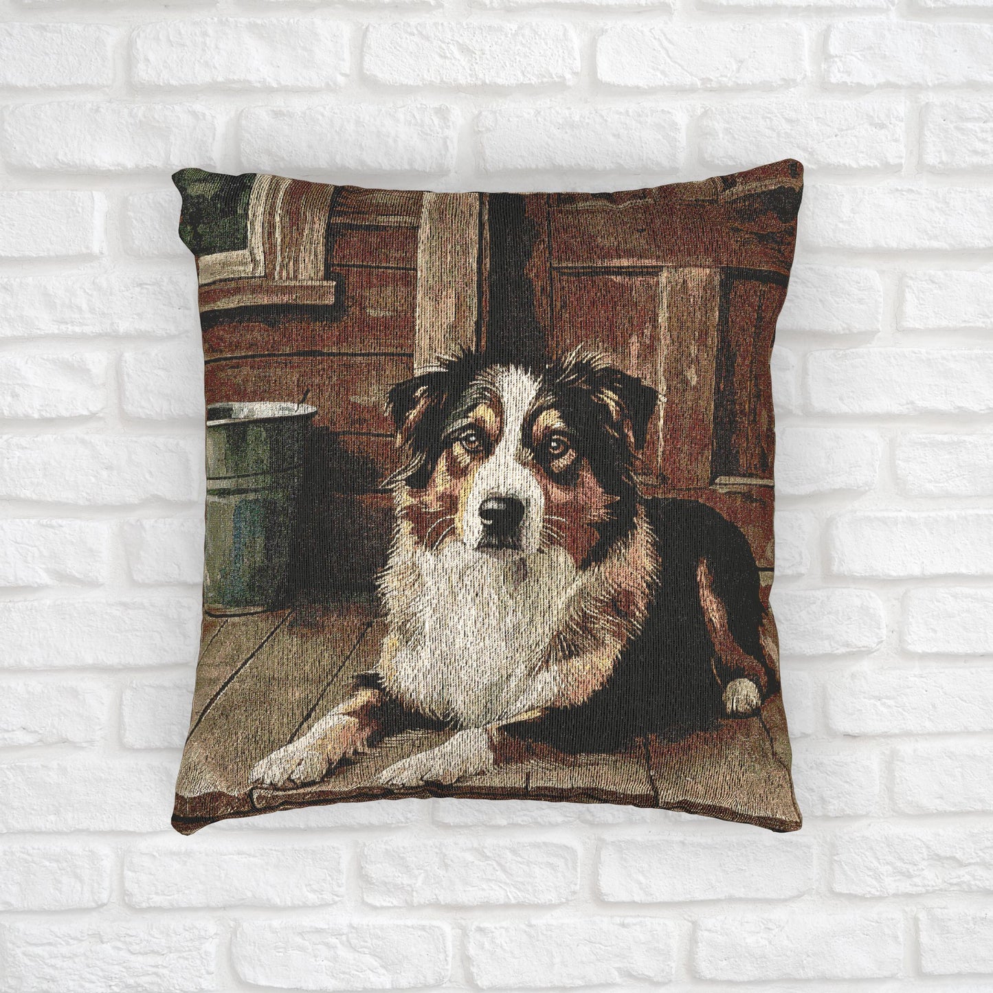 Australian Shepherd Woven Pillow | Loyal Dog Lover Home Décor | Heirloom-Quality Tapestry Cushion